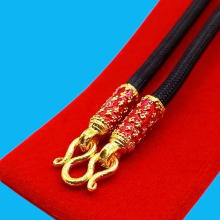 Red Enamel Cylinder Amulet Necklace 24 Inch