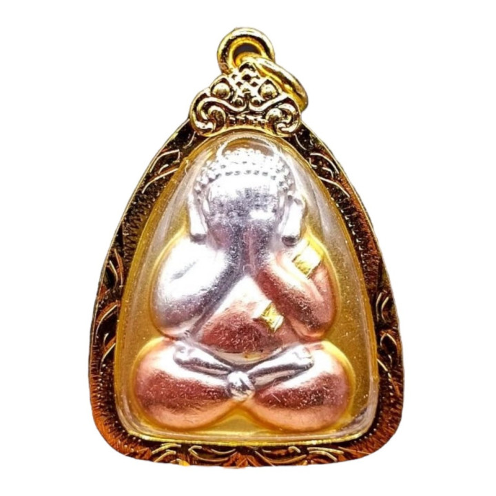 Phra Pidta Luang Por Pae 3K Gold Plated Amulet