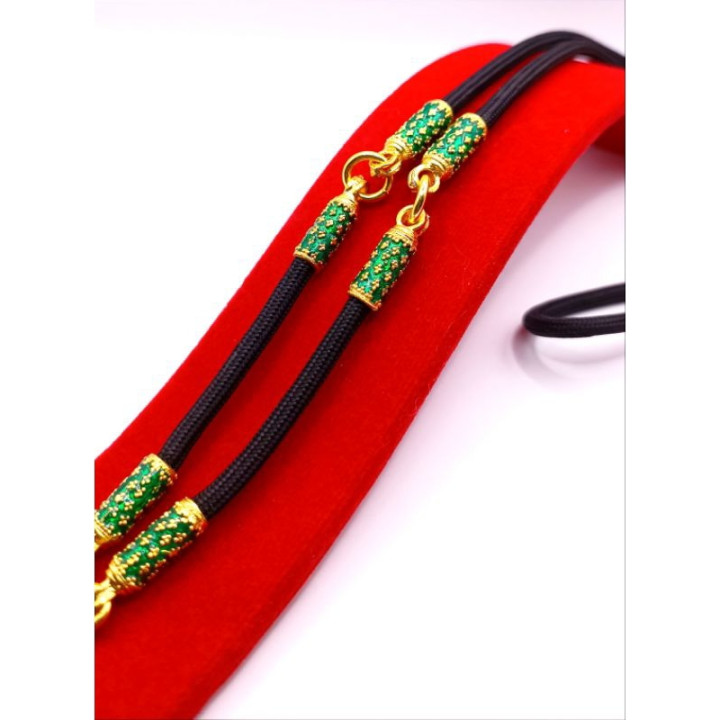 Green Enamel 24K Gold Plated Rope Amulet Necklace