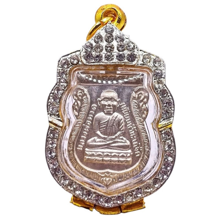 Luang Pu Thuat Amulet Micron Gold Plated Frame