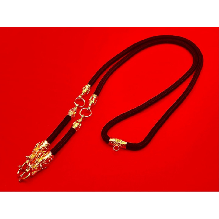 Dragon Head Gold Plated Rope Amulet Necklace