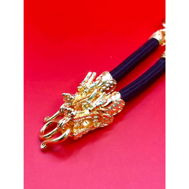 Dragon Head Gold Plated Rope Amulet Necklace