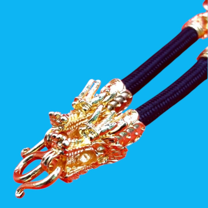 Dragon Head Gold Plated Rope Amulet Necklace