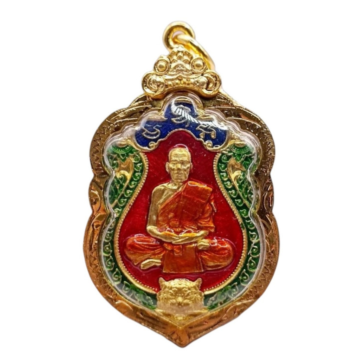 Luang Por Phat Amulet Silver Plated Enamel
