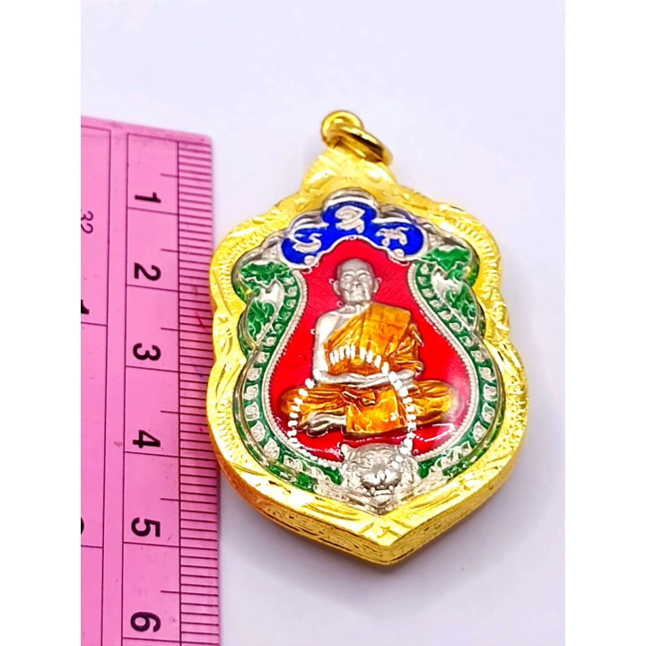 Luang Por Phat Amulet Silver Plated Enamel