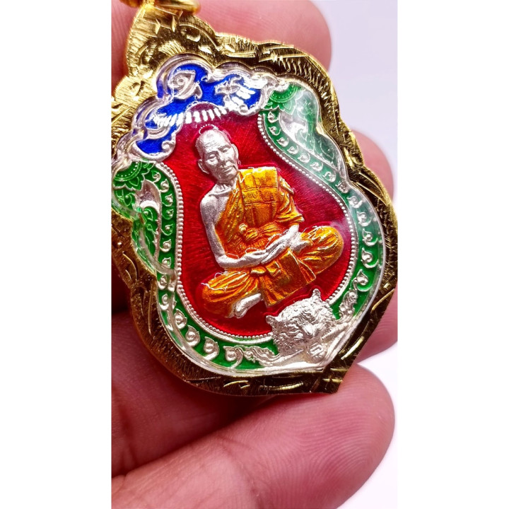Luang Por Phat Amulet Silver Plated Enamel