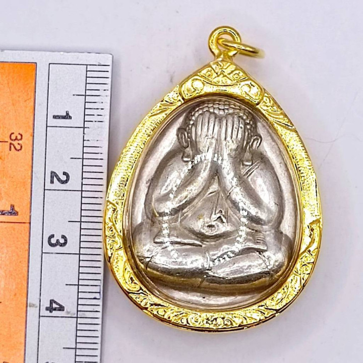 Phra Pidta Jumbo 2 Buddha Amulet Gold Plated