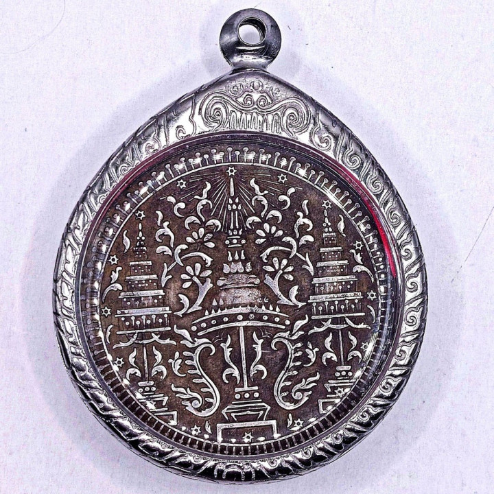 King Rama IV Coin Pendant Stainless Steel Frame