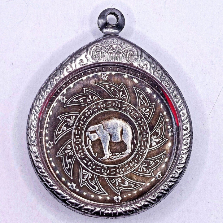 King Rama IV Coin Pendant Stainless Steel Frame