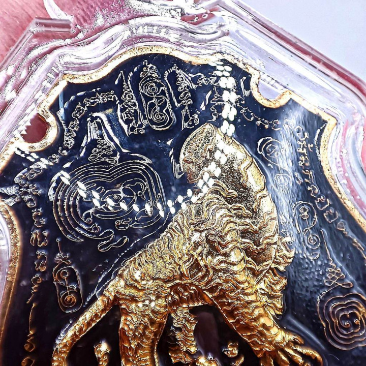 Tiger Headless Amulet Luang Por Chan Gold Plated