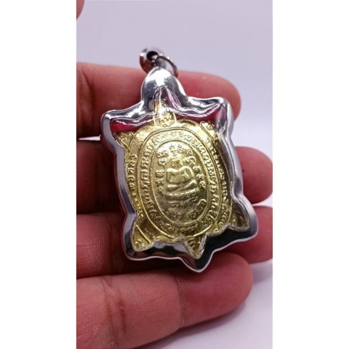 Luang Pu Liew Turtle Amulet Gold Plated Pendant