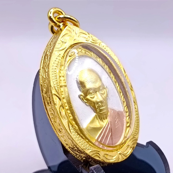 Luang Por Ruay Wat Tako 3K Amulet Gold Plated
