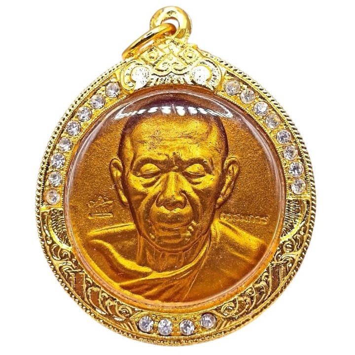 Luang Pu Tim Amulet with CZ Gold Plated Frame