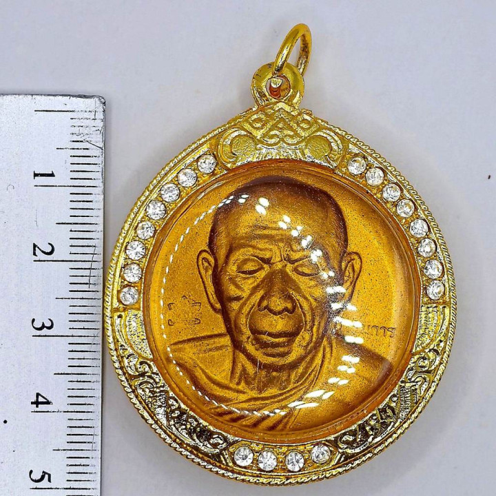 Luang Pu Tim Amulet with CZ Gold Plated Frame
