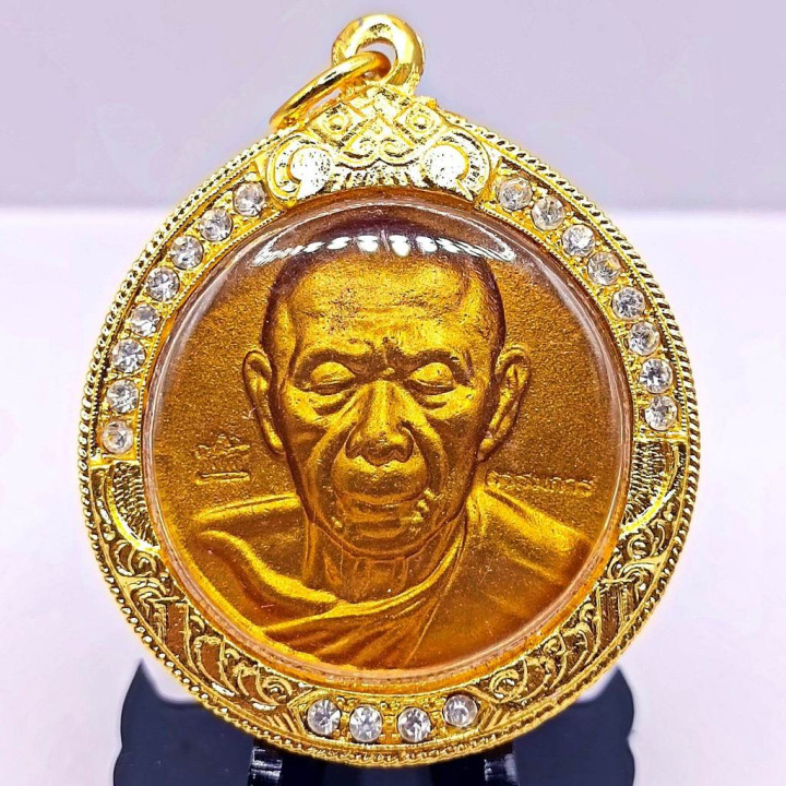Luang Pu Tim Amulet with CZ Gold Plated Frame