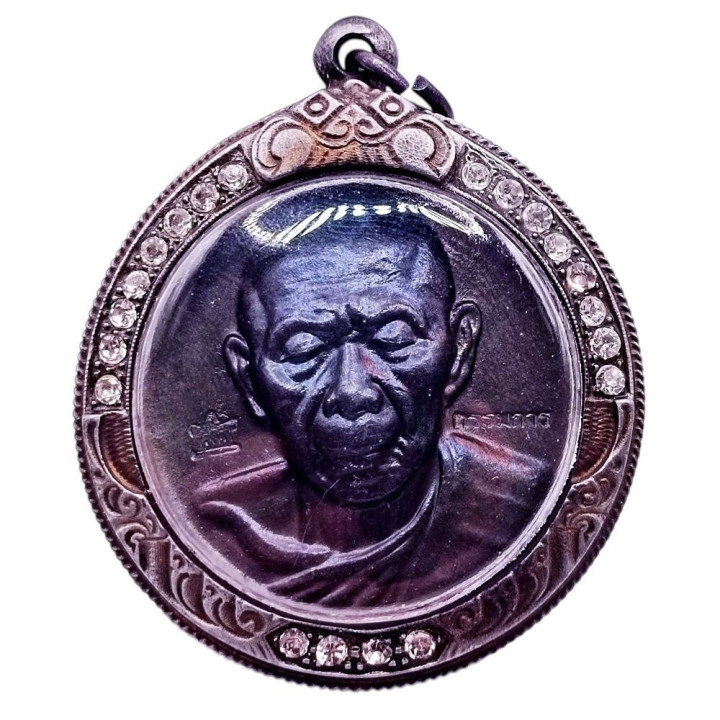 Luang Pu Tim Amulet with CZ Gemstone Frame