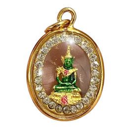 Emerald Buddha Amulet 24K Gold Plated Pendant