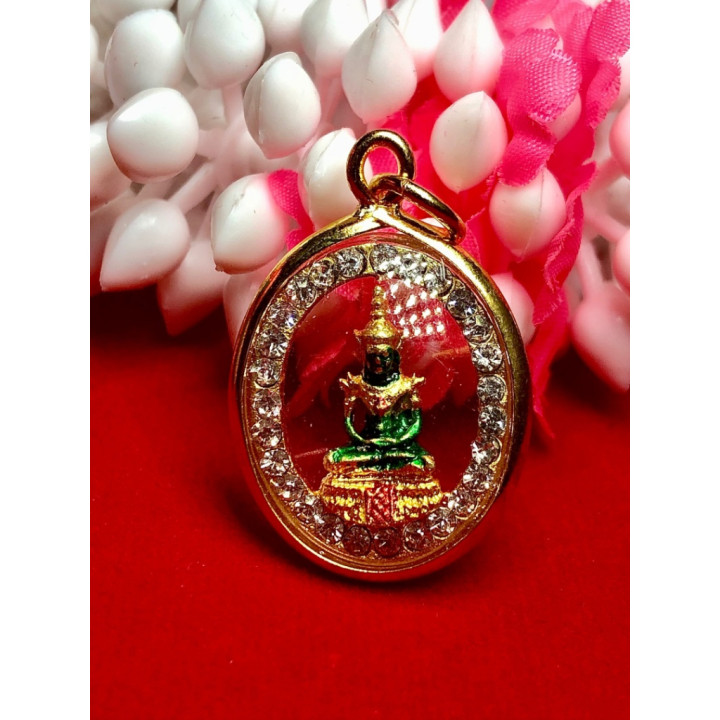 Emerald Buddha Amulet 24K Gold Plated Pendant