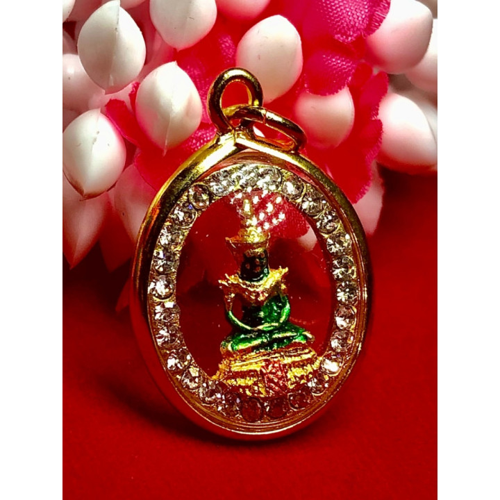 Emerald Buddha Amulet 24K Gold Plated Pendant