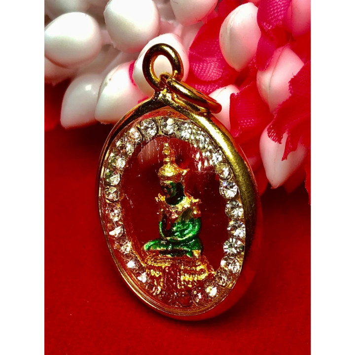 Emerald Buddha Amulet 24K Gold Plated Pendant