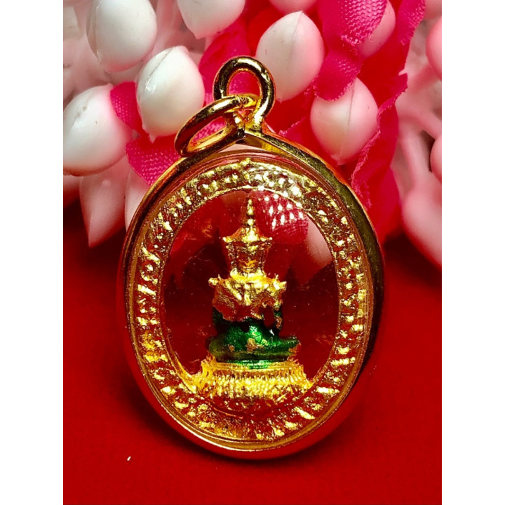 Emerald Buddha Amulet 24K Gold Plated Pendant