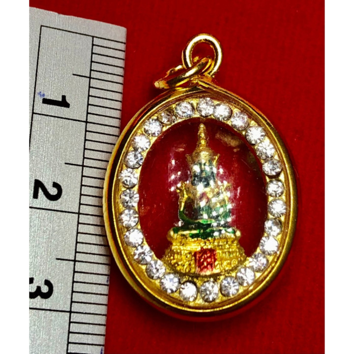 Emerald Buddha Amulet 24K Gold Plated Pendant