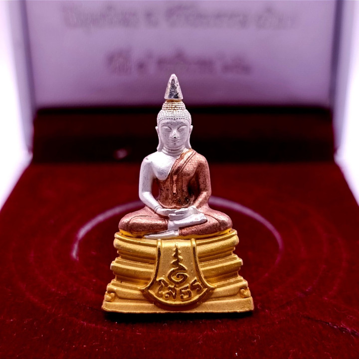 Luang Por Sothorn Buddha Amulet 3K Tri-Color Metal