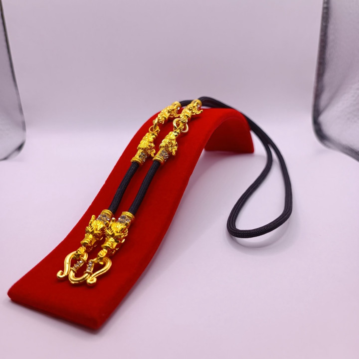 Dragon Head Amulet Necklace 24K Gold Plated