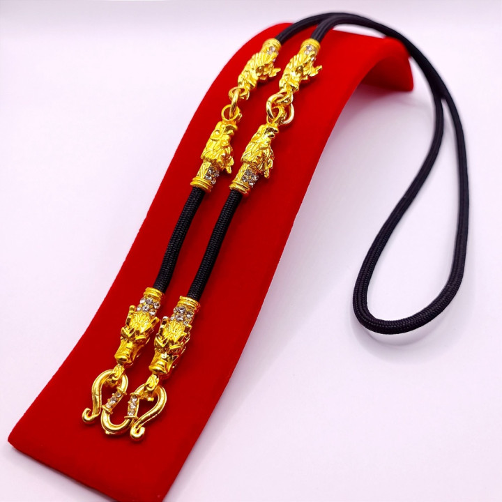 Dragon Head Amulet Necklace 24K Gold Plated