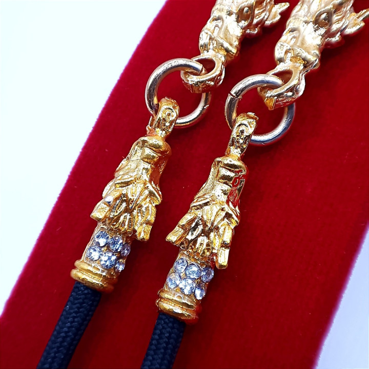 Dragon Head Amulet Necklace 24K Gold Plated