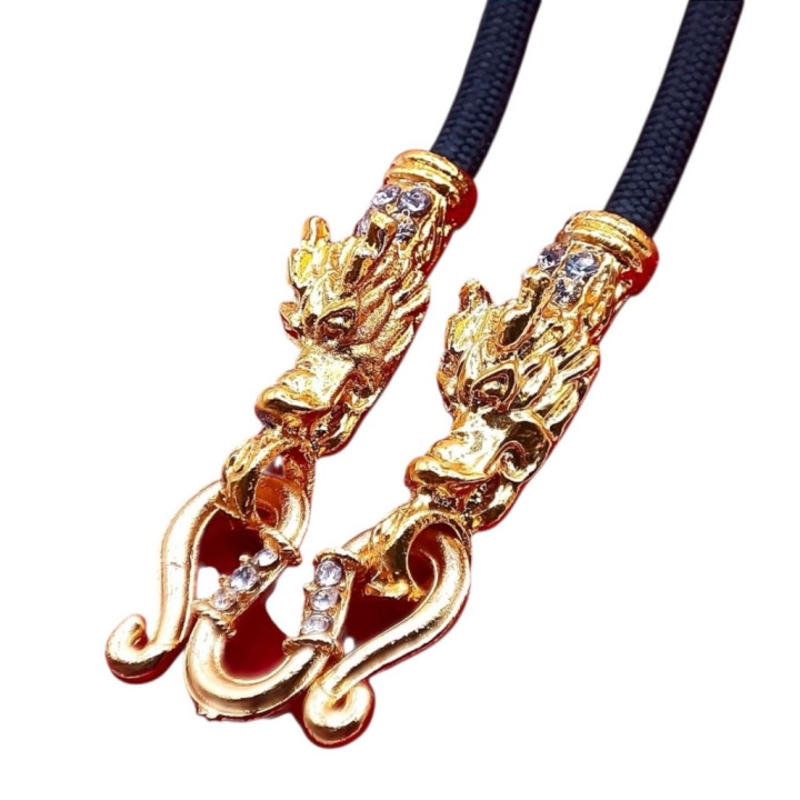 Dragon Head Amulet Necklace 24K Gold Plated
