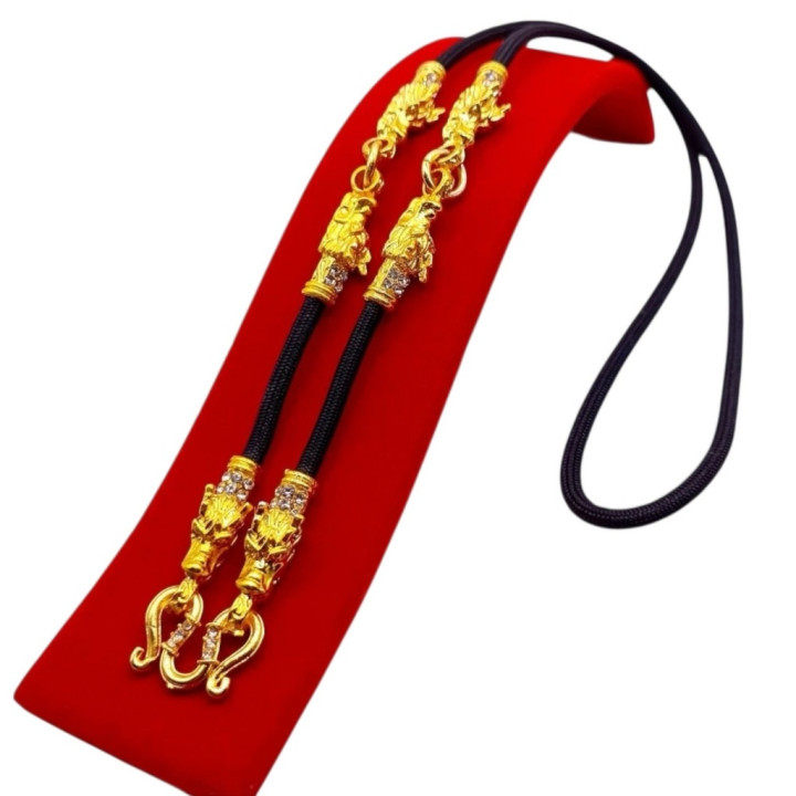 Dragon Head Amulet Necklace 24K Gold Plated