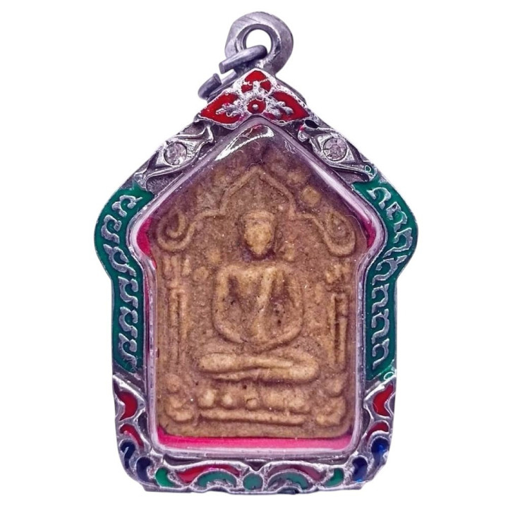 Khun Paen Luang Pu Tim Amulet Enamel Silver Casing