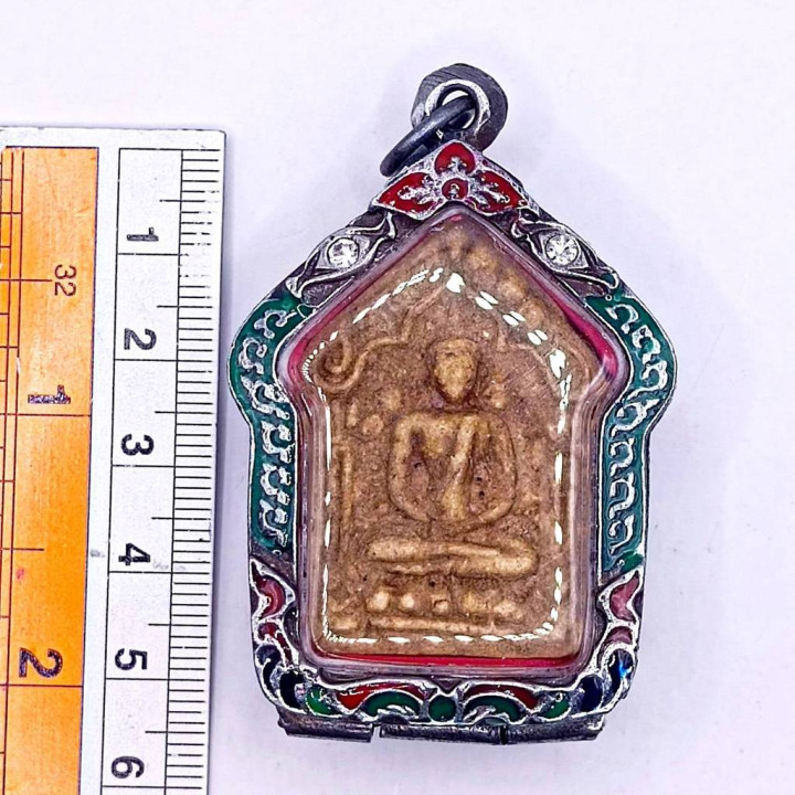 Khun Paen Luang Pu Tim Amulet Enamel Silver Casing