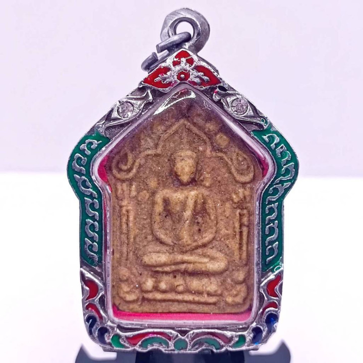 Khun Paen Luang Pu Tim Amulet Enamel Silver Casing