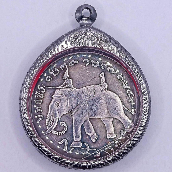 King Rama 5 Coin Pendant Stainless Steel Frame