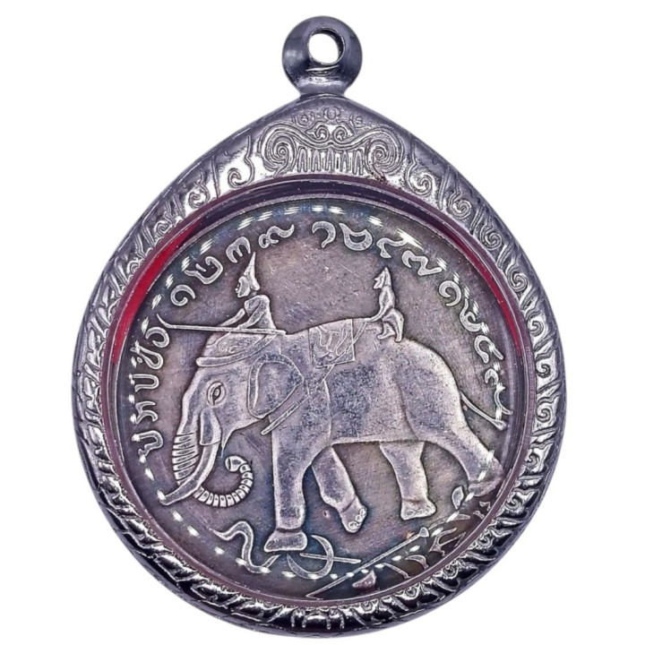 King Rama 5 Coin Pendant Stainless Steel Frame