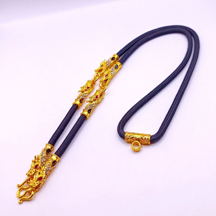 Dragon Head Amulet Necklace 24K Gold Plated