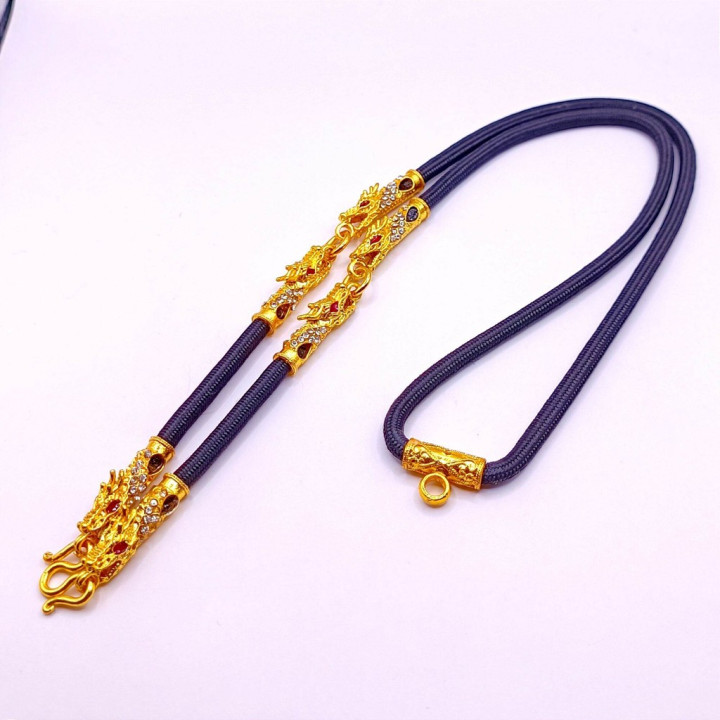 Dragon Head Amulet Necklace 24K Gold Plated