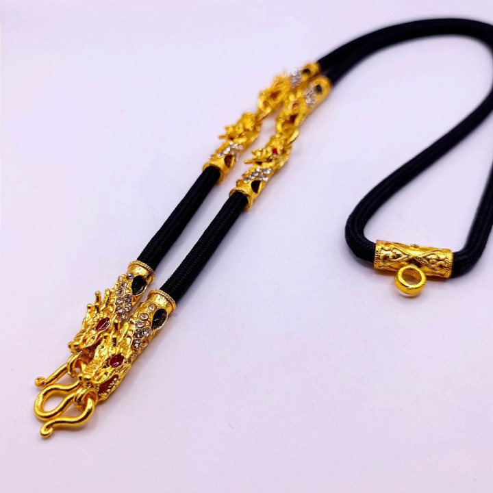 Dragon Head Amulet Necklace 24K Gold Plated