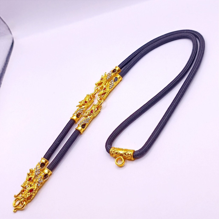 Dragon Head Amulet Necklace 24K Gold Plated