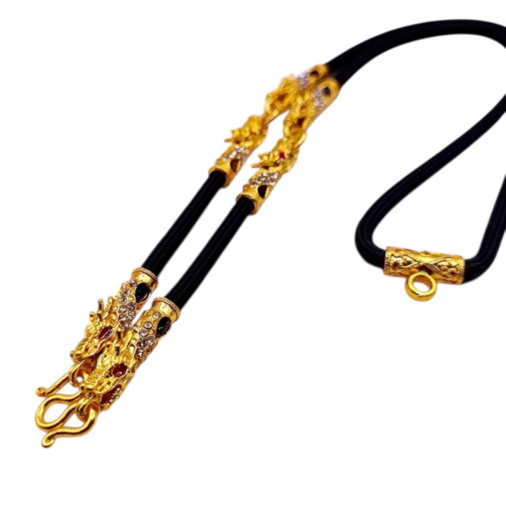 Dragon Head Amulet Necklace 24K Gold Plated