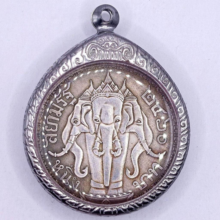 King Rama VI Elephant Crown Stainless Pendant
