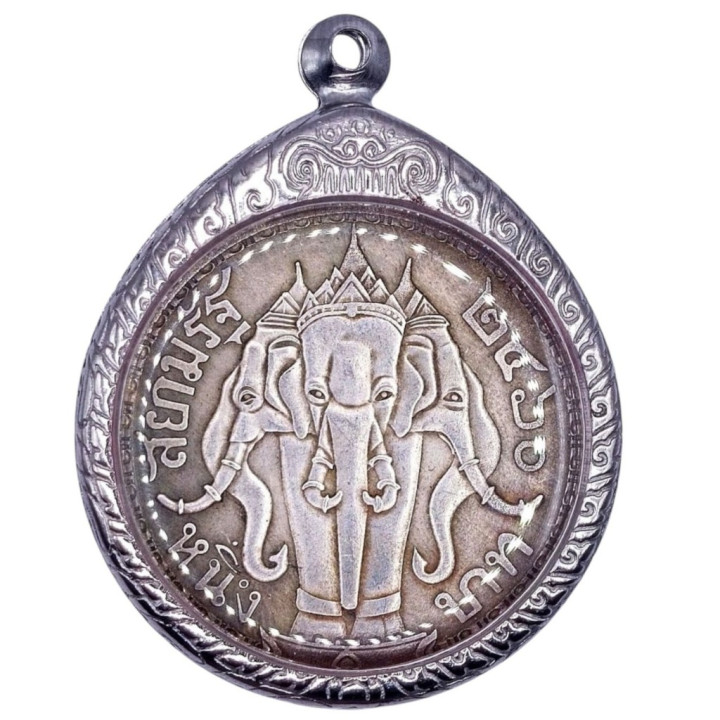 King Rama VI Elephant Crown Stainless Pendant
