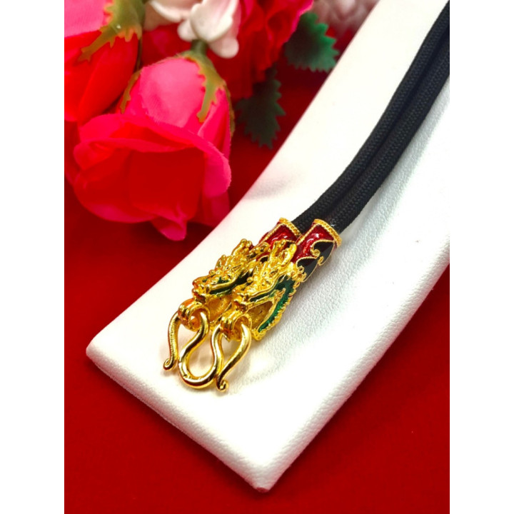 Dragon Head Gold Plated Rope Necklace 24 inch