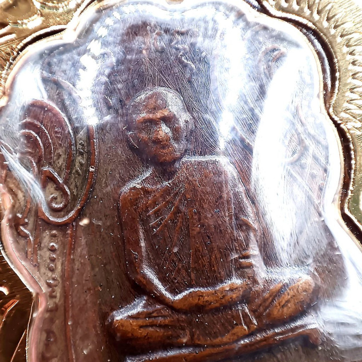 Luang Pu Toh Sema Amulet Pendant Copper Gold
