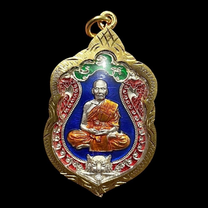 Luang Por Phat Amulet Silver Plated Enamel
