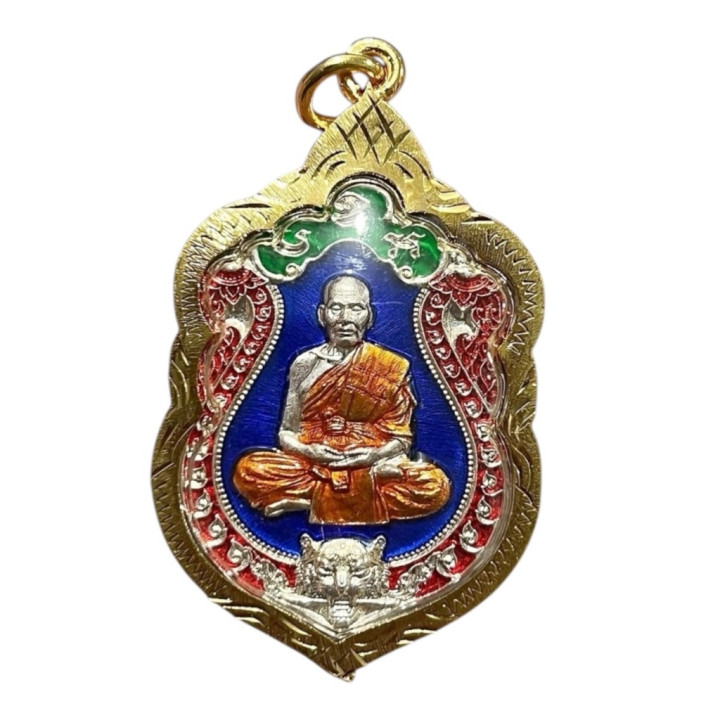 Luang Por Phat Amulet Silver Plated Enamel