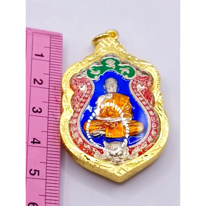 Luang Por Phat Amulet Silver Plated Enamel