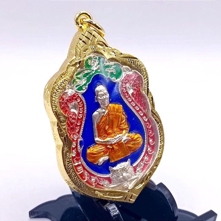 Luang Por Phat Amulet Silver Plated Enamel